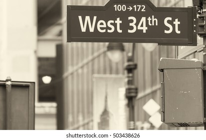 West 34th Street Sign In New York City.