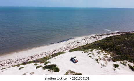 West Australia Coastline Ariel View With Car