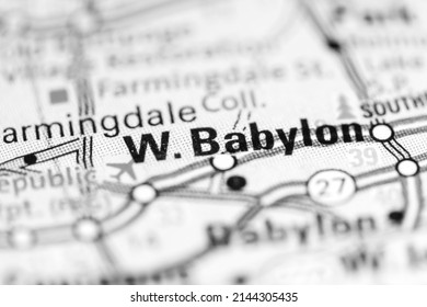 West Babylon. New York. USA On A Geography Map