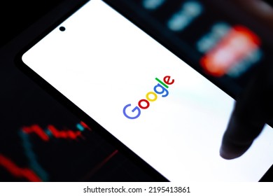 West Bangal, India - April 20, 2022 : Google Logo On Phone Screen Stock Image.