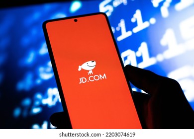 West Bangal, India - April 20, 2022 : JD.com Logo On Phone Screen Stock Image.