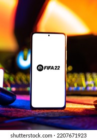 West Bangal, India - April 20, 2022 : FIFA 22 On Phone Screen Stock Image.