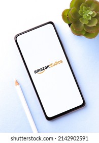 West Bangal, India - December 05, 2021 : Amazon Studios Logo On Phone Screen Stock Image.