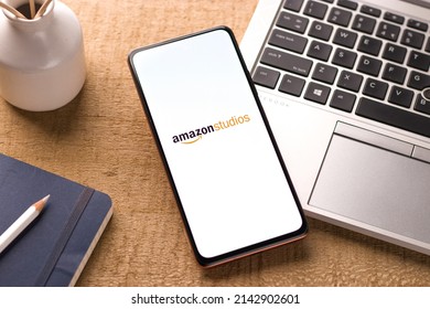 West Bangal, India - December 05, 2021 : Amazon Studios Logo On Phone Screen Stock Image.