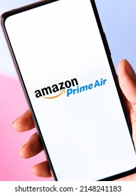 West Bangal, India - December 05, 2021 : Amazon Prime Air Logo On Phone Screen Stock Image.