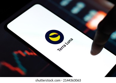 West Bangal, India - February 4, 2022 : Terra Luna Logo On Phone Screen Stock Image.