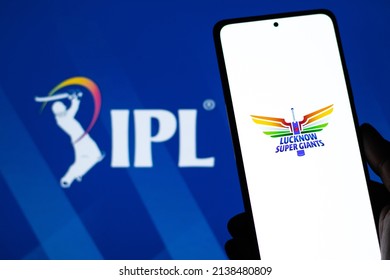 West Bangal, India - March 18, 2022 : Lucknow Super Giants Logo On Phone Screen Stock Image.