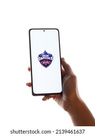 West Bangal, India - March 18, 2022 : Delhi Capitals Logo On Phone Screen Stock Image.