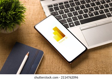 West Bangal, India - November 11, 2021 : Microsoft Power BI Logo On Phone Screen Stock Image.