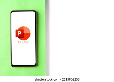 West Bangal, India - November 11, 2021 : Microsoft PowerPoint Logo On Phone Screen Stock Image.