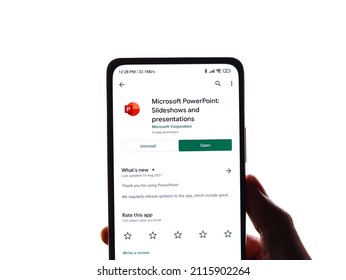 West Bangal, India - November 11, 2021 : Microsoft PowerPoint Logo On Phone Screen Stock Image.