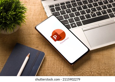 West Bangal, India - November 11, 2021 : Microsoft PowerPoint Logo On Phone Screen Stock Image.