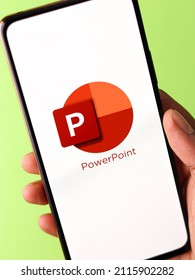 West Bangal, India - November 11, 2021 : Microsoft PowerPoint Logo On Phone Screen Stock Image.