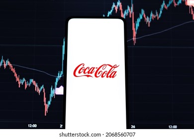 West Bangal, India - October 09, 2021 : Coca Cola Logo On Phone Screen Stock Image.