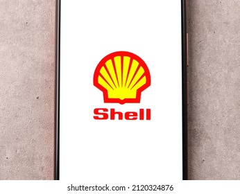 West Bangal, India - October 09, 2021 : Royal Dutch Shell Logo On Phone Screen Stock Image.