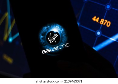 West Bangal, India - October 09, 2021 : Virgin Galactic Logo On Phone Screen Stock Image.