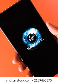 West Bangal, India - October 09, 2021 : Virgin Galactic Logo On Phone Screen Stock Image.