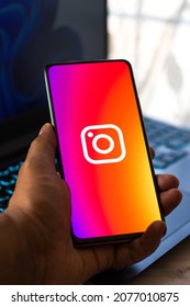 West Bangal, India - September 28, 2021 : Instagram Logo On Phone Screen Stock Image.