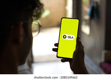 West Bangal, India - September 28, 2021 : OLA logo on phone screen stock image.