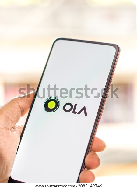 West Bangal, India - September 28, 2021 : OLA logo\
on phone screen stock\
image.