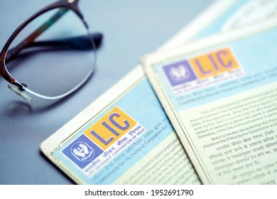 West Bengal, India, January 28, 2021 : LIC Documents, Papers, Form Stock Image. Background For Life Insurance Corporation Of India Ipo, Health Policy, Pension Plans.