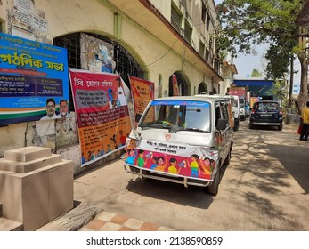 West Bengal, India:  March-24-2022: Tuberculosis Or TB Disease Awareness Campaign In Bardhaman, West Bengal.  Banner And Tableau Used To Spread Awareness On The Occasion Of World TB Day.