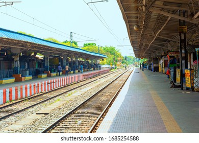 West Bengal,India-March 22,2020: Railway Platform Is Empty For Janta Curfew Lockdown For Safety Of The People During Coronavirus Or Covid-19 Pandemic.