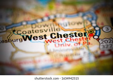 West Chester. Pennsylvania. USA On A Geography Map