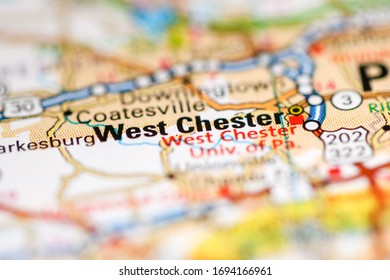 West Chester. Pennsylvania. USA On A Geography Map