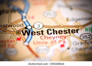 West Chester. Pennsylvania. USA On A Geography Map