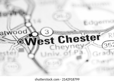 West Chester. Pennsylvania. USA On A Geography Map