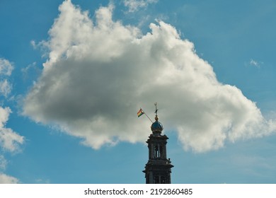 West Church Or Westerkerk Of Amsterdam During The Pride Week