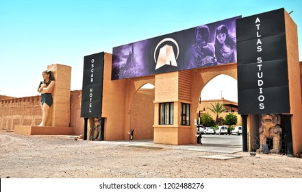 West Of The City Of Ouarzazate, Morocco - 20 Sep 2018: Egyptian Statue At The Atlas Corporation Studios Film Studio