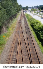 West Coast Express Commuter Train Station And Tracks Port Moody, BC, Canada. 