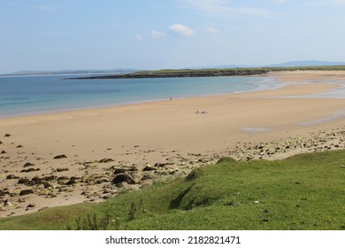 West Coast Of Ireland Landscape In Achill Island In County Mayo With Grass Sea Sand Beach Sheep