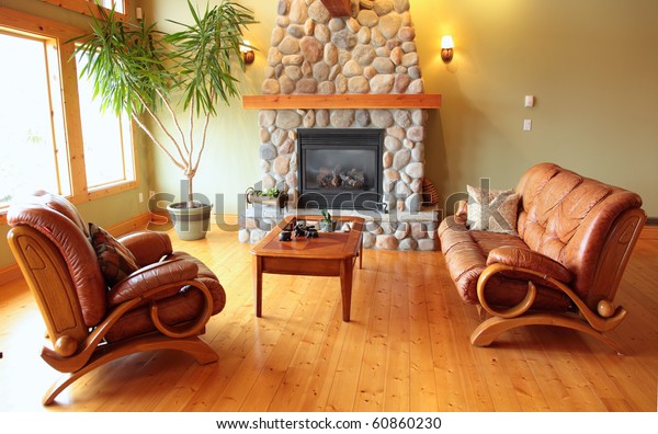 West Coast Living Room River Rock Stock Photo Edit Now 60860230