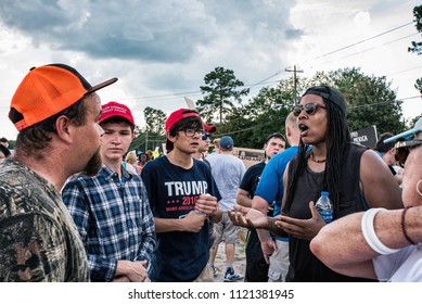 West Columbia, South Carolina - June 25, 2018: Anti-Trump Protesters Protest The Arrival Of Donald Trump In West Columbia Before His Rally With South Carolina Governor Henry McMaster.