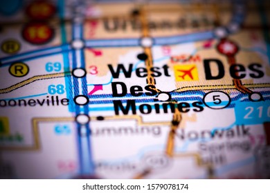 West Des Moines. Iowa. USA On A Map