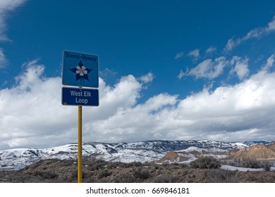 West Elk Loop Scenic Byway Sign In Colorado Rockies