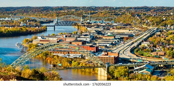 West End Bridge, Ohio Connecting Railroad Bridge and McKees Rocks Bridge across the Ohio River in Pittsburgh, United States