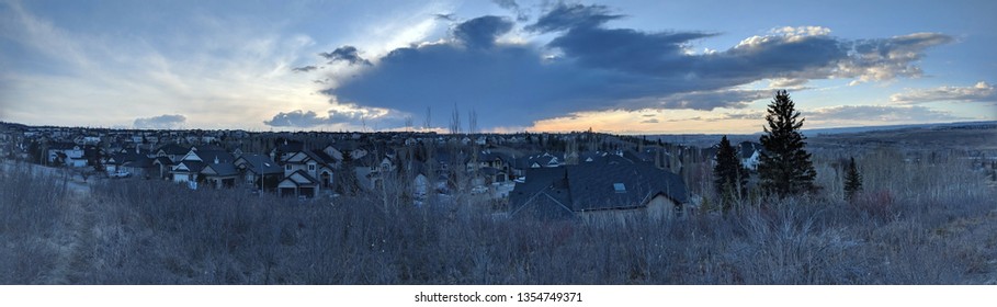 West Facing Panorama Shot Of The Calgary Community Of Valley Ridge.