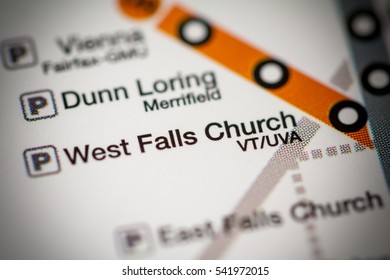 West Falls Church Station. Washington DC Metro Map.