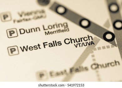 West Falls Church Station. Washington DC Metro Map.