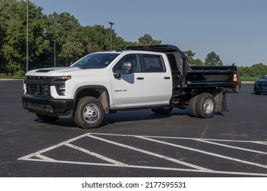 West Harrison - Circa July 2022: Chevrolet Silverado 3500HD Crew Cab Work Truck. Chevy Offers The 3500 HD In A Utility Body, Dump Truck And Stake Body.