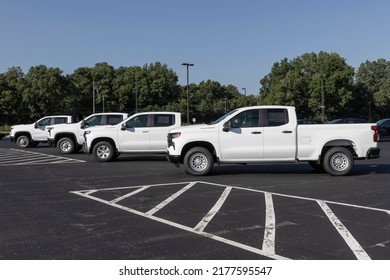 West Harrison - Circa July 2022: Chevrolet Truck Display. Chevy Offers Trucks In 1500, 2500, 3500, 4500 And 5500 Models.