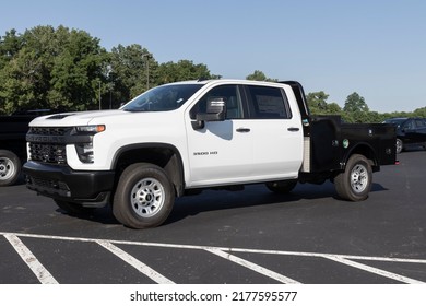 West Harrison - Circa July 2022: Chevrolet Silverado 3500HD Crew Cab Work Truck. Chevy Offers The 3500 HD In A Utility Body, Dump Truck And Stake Body.