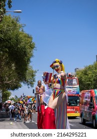 West Hollywood, CA - June 5, 2022: Dancer On Stilts Pride Parade