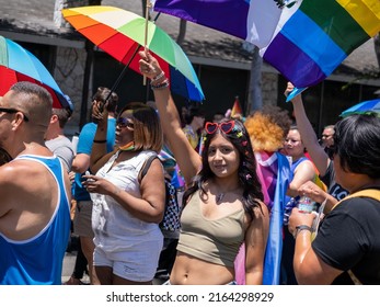 West Hollywood, CA - June 5, 2022: Young Supporter At Pride Parade