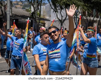 West Hollywood, CA - June 5, 2022: Supporter Waving At Pride Parade