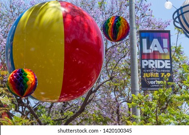 West Hollywood, CA / USA - June 9, 2019: Sign For Annual Los Angeles LGBT Pride Event